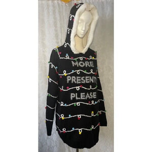 NoBo Women's Juniors' Sherpa Hoodie Christmas Tunic Sweater XL 15-17